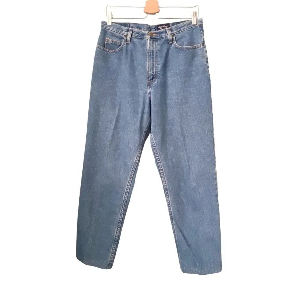 The Original Eddie Bauer Denim High Waisted Mom Jeans in Size 12 Petite